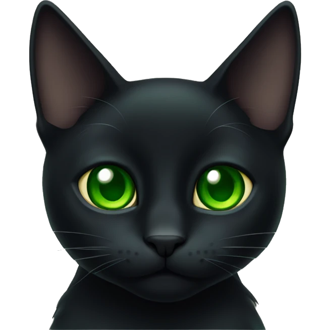 A black cat with dark green eyes is lying emoji