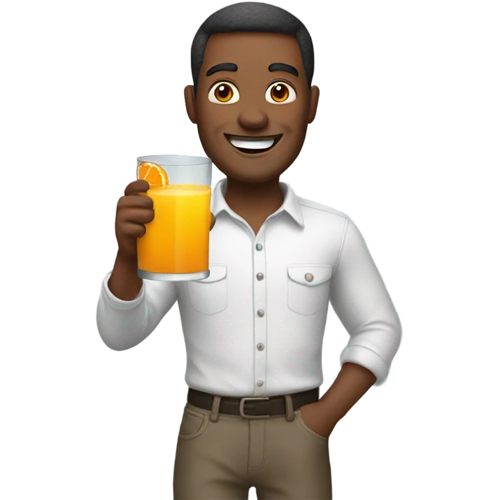 Happy man with orange juice  emoji