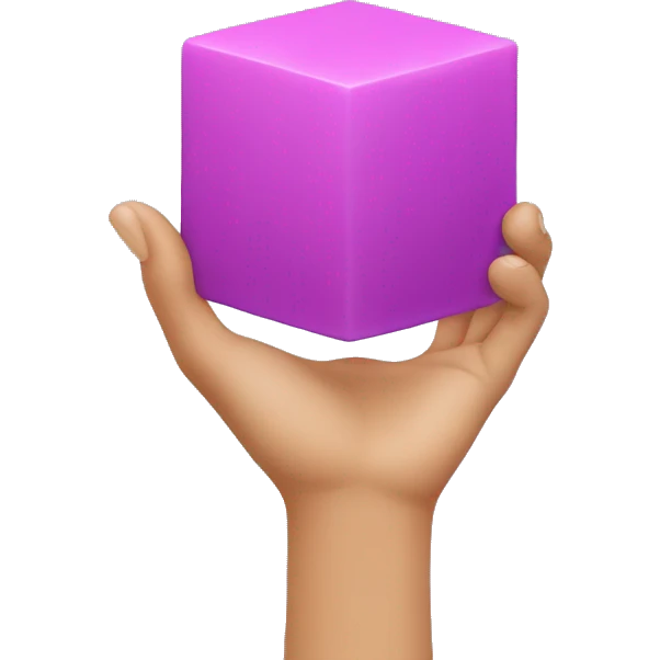 A hand holding a cube emoji