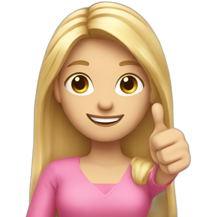 blonde long hair lady with pink blouse thumbs up emoji
