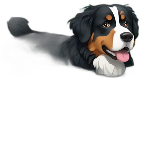 Bernese mountain dog swimming in a lake emoji