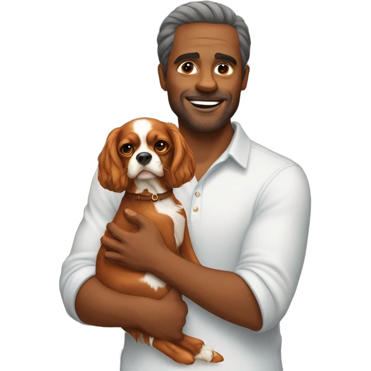 Man with cavalier dog  emoji