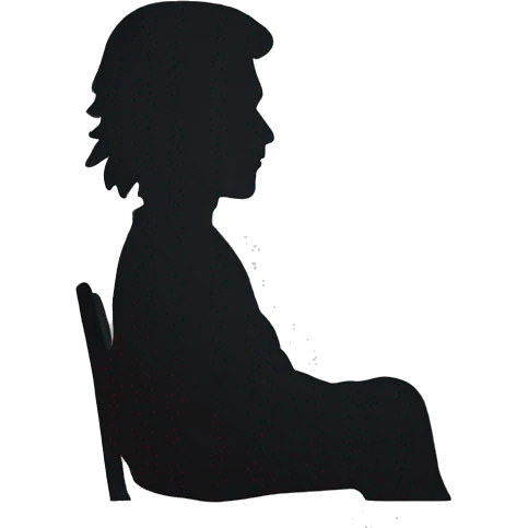 silhouette of a man sitting with long hair facing the viewer emoji
