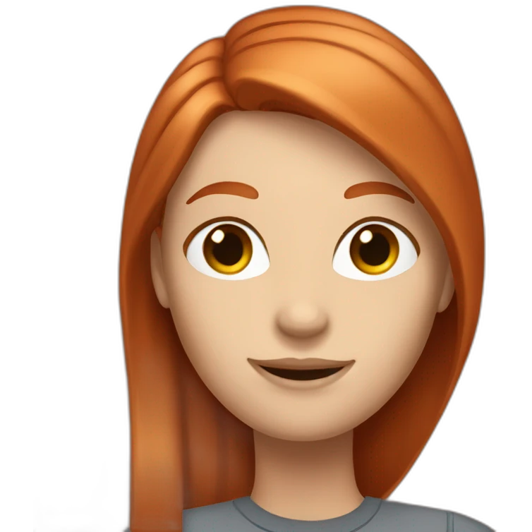 redhead white woman with medium long straight hair, saying evetything is ok emoji