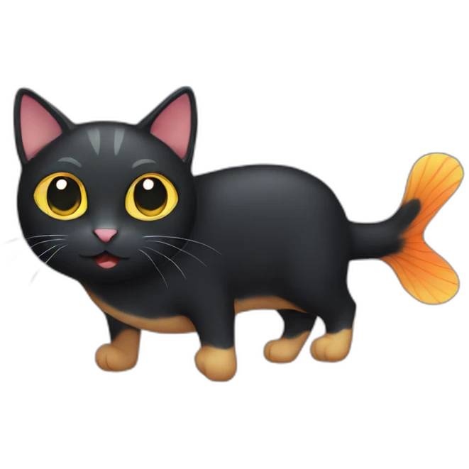 Black cat with fish emoji
