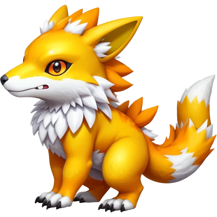 Cute Shiny Agumon-Renamon-Fakémon-hybrid-creature (full body)  emoji