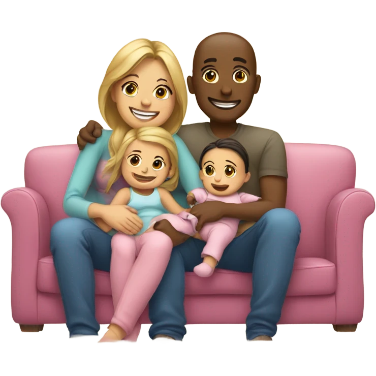 smiling couple with baby girl on couch together emoji