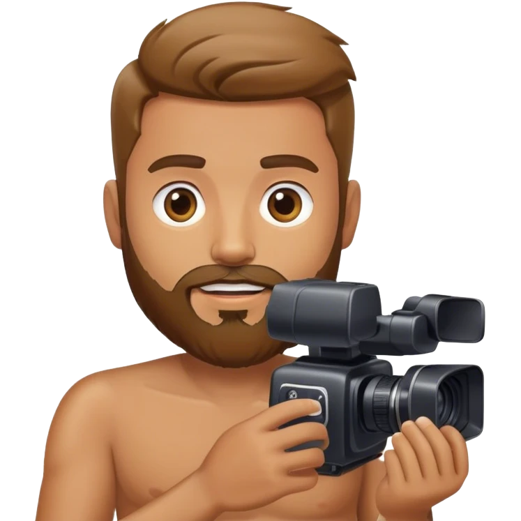 A man with a beard holds a video camera in each hand emoji