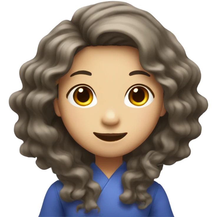 asian girl with long big wavy hair saying hi emoji
