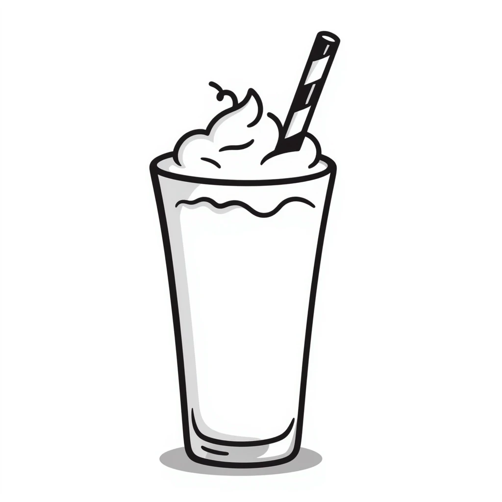milkshake in a glass with a straw, hand drawn doodle style emoji