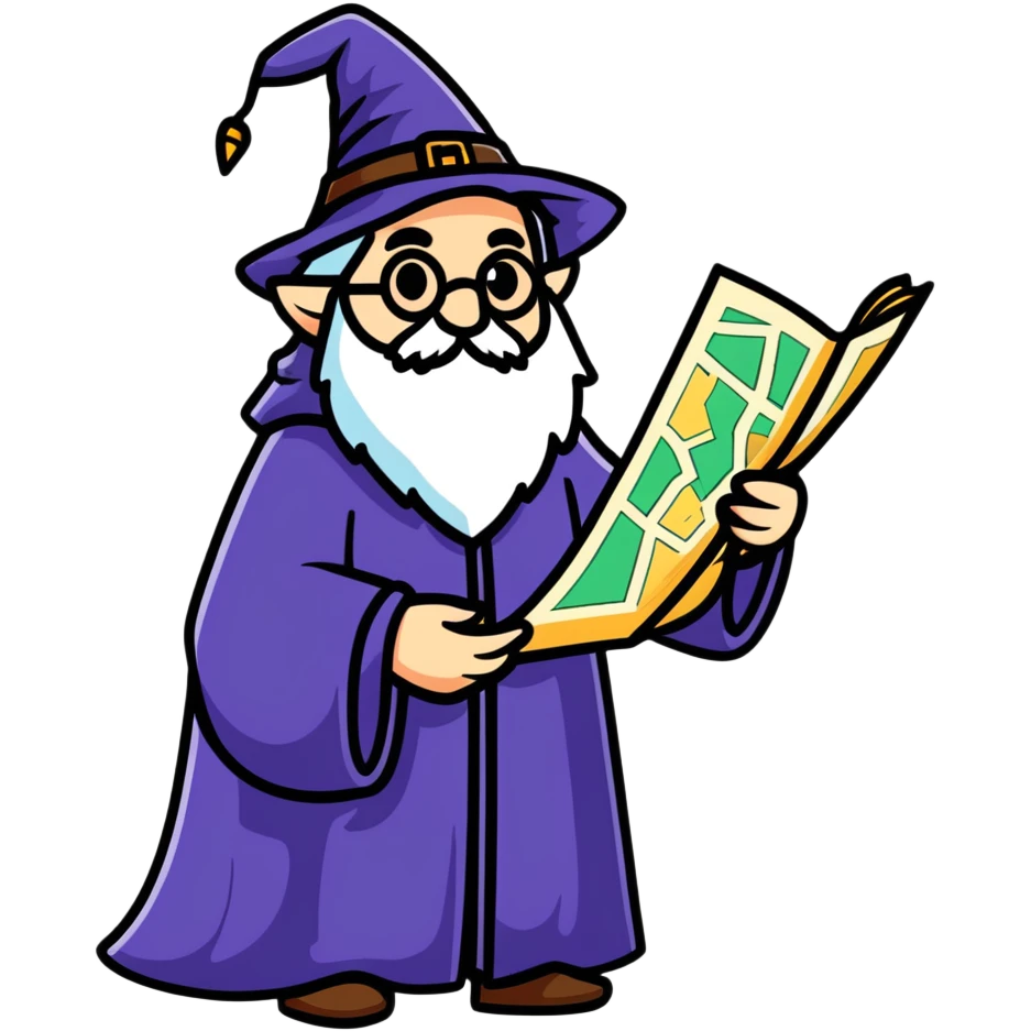 lost wizard with a map emoji