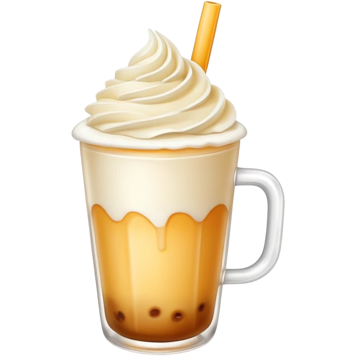Cheese tea with frothy cream cheese topping and straw emoji
