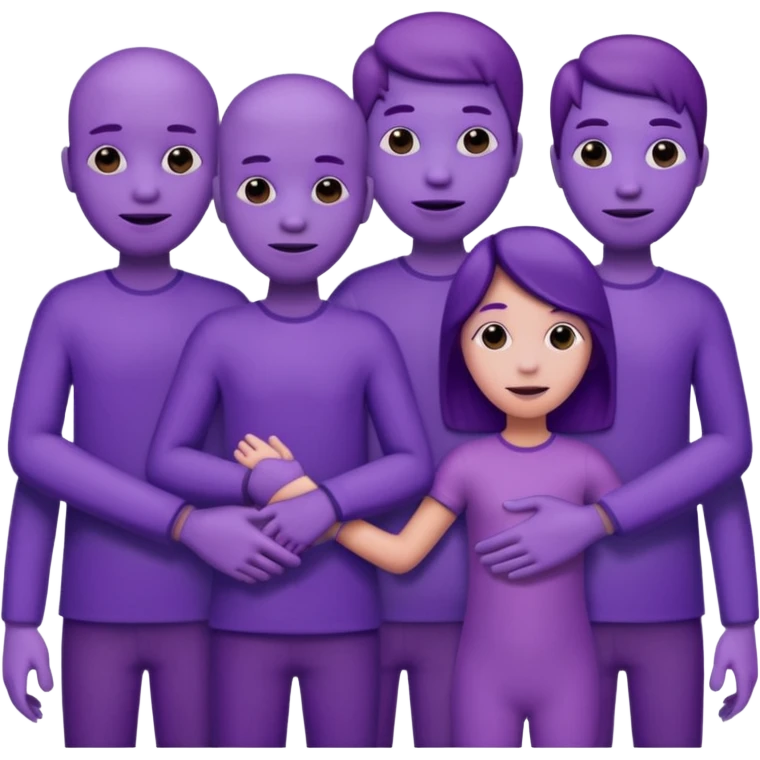 purple group no eyes no nose holding hands emoji