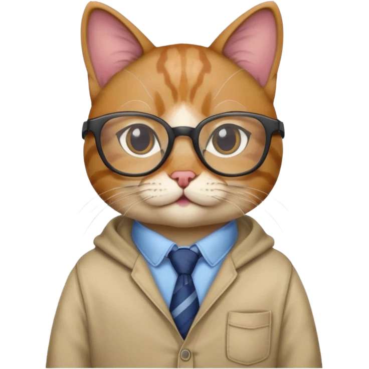 cat with clothes and wearing glasses emoji
