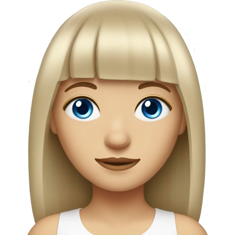 girl with light brown hair and white bangs curtain and blue eyes relaxes emoji