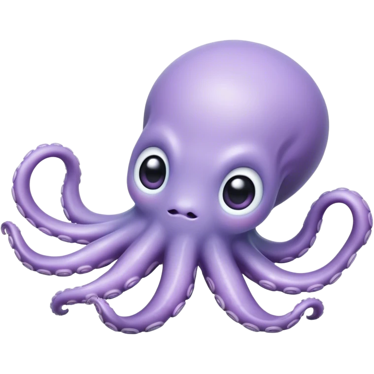 Meme-Worthy Floating Baby Octopus Portrait Emoji, Drifting gracefully in the water with soft, curled tentacles and a dreamy, weightless posture, showcasing a smooth, rounded light blue-purple body with mesmerizingly large, gentle eyes gazing into the abyss, Simplified yet poetically expressive features, highly detailed, glowing with a soft, celestial marine glow, high shine, quiet and mystical, stylized with an air of deep-sea serenity, soft glowing outline, capturing the essence of a tiny, peaceful cephalopod floating endlessly in the infinite beauty of the ocean depths! emoji