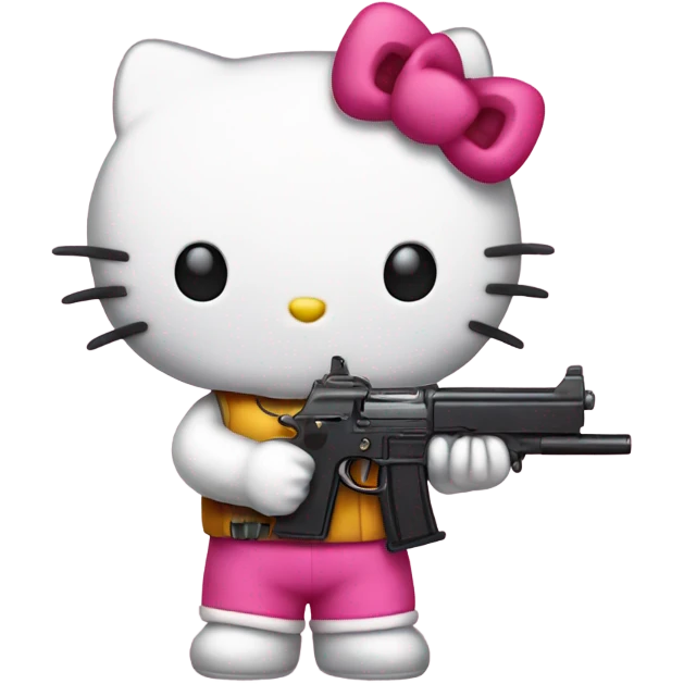 Hello kitty holding a gun emoji