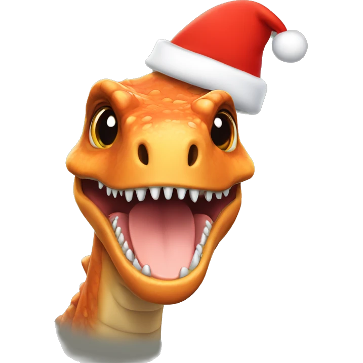 dinosaur with christmas hat emoji