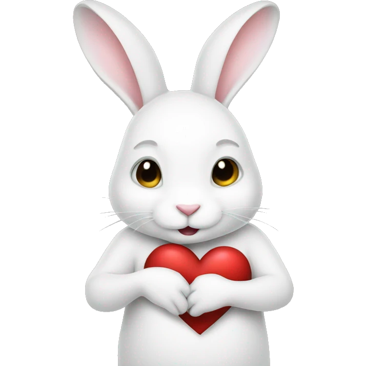 white rabbit hold heart emoji