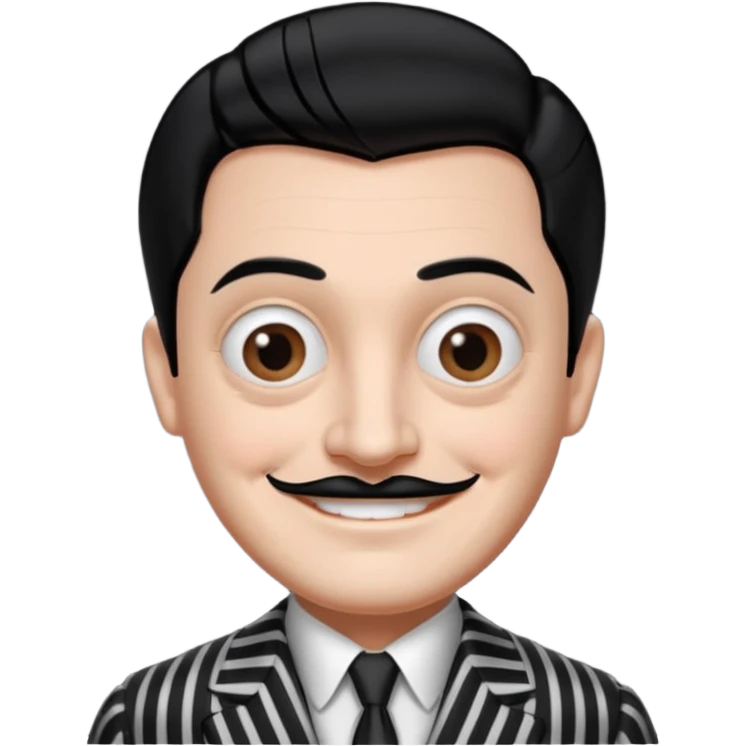 Design Gomez Addams in a striped suit with slick hair & quirky smile. emoji