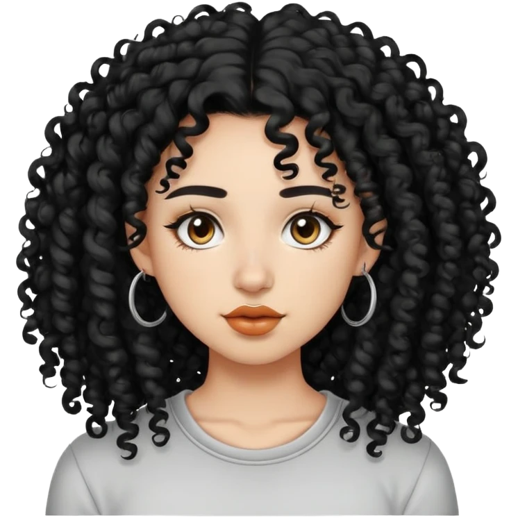 Curly girl black hair light skin septum piercing emoji