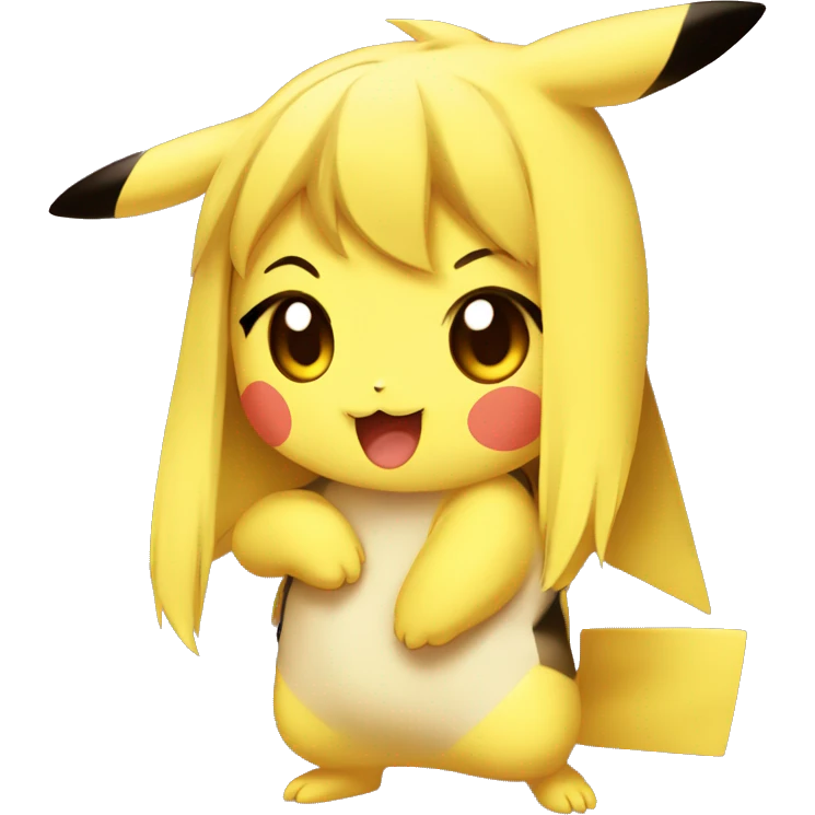 Pikachu, cute, female, blushing, UwU face, simple, chibi emoji