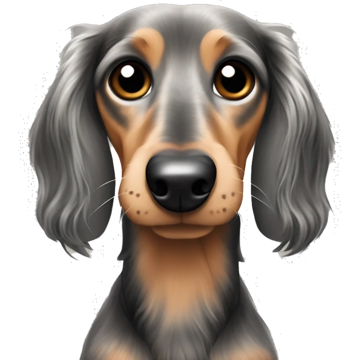 Long haired dapple dachshund, tan, gray & black emoji