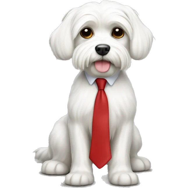 white maltese dog wearing a red tie emoji