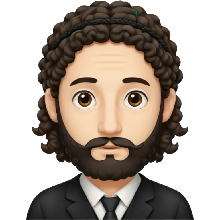 jewish jew man's face, wearing a tiny black kippah and 2 curly long hair strands near the ears, big nose, only face, no body emoji