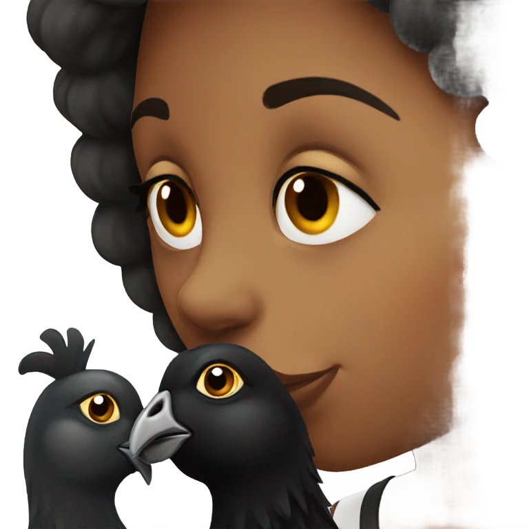 girl kissing a black hen emoji