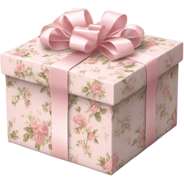 Elegant Rococo pale pink ditsy floral gift box emoji