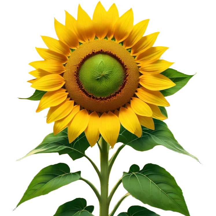 Cinematic Realistic Sunflower Emoji, Tall and bright, with a large, golden-yellow blossom facing the sun, its broad, textured petals surrounding a dark center. The sturdy green stalks and leaves frame the vibrant flower, while a gentle breeze causes the petals to sway. Soft glowing outline, capturing the essence of sunshine and warmth in a cheerful, towering sunflower! emoji