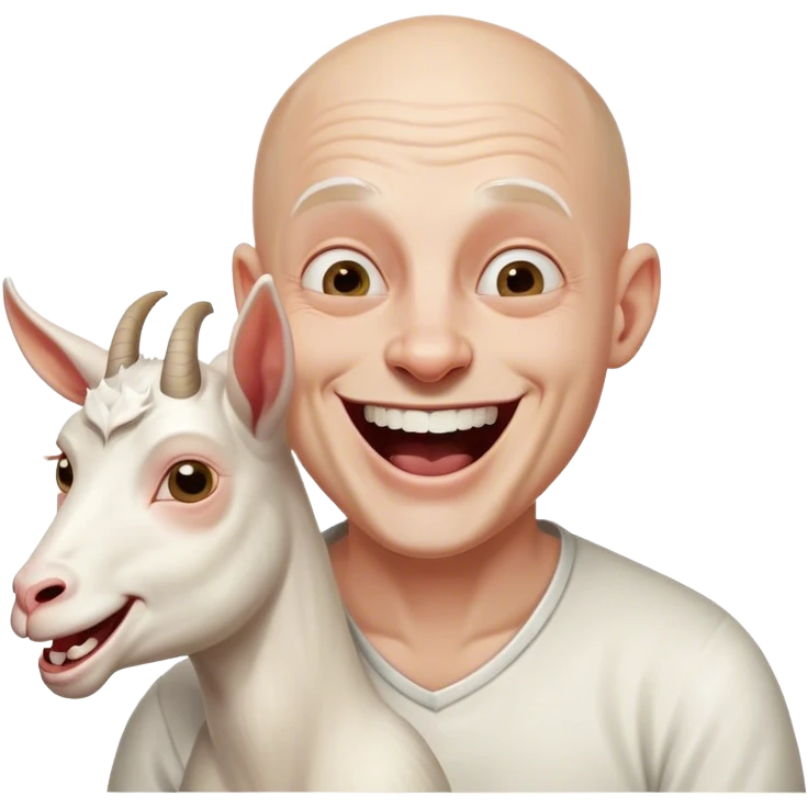 Bald man with white goat, he laughing hysterical emoji