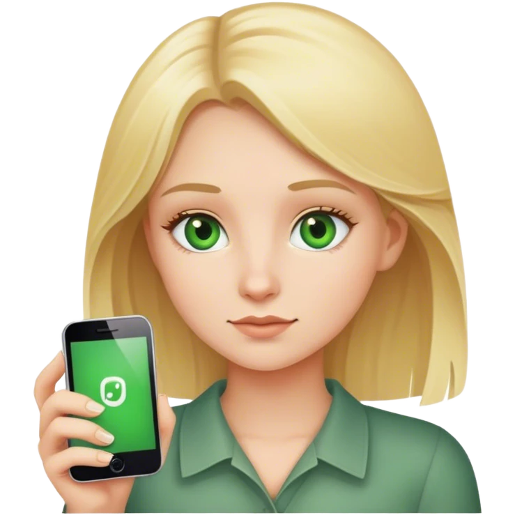 blonde-girl-with-phone green eyes emoji