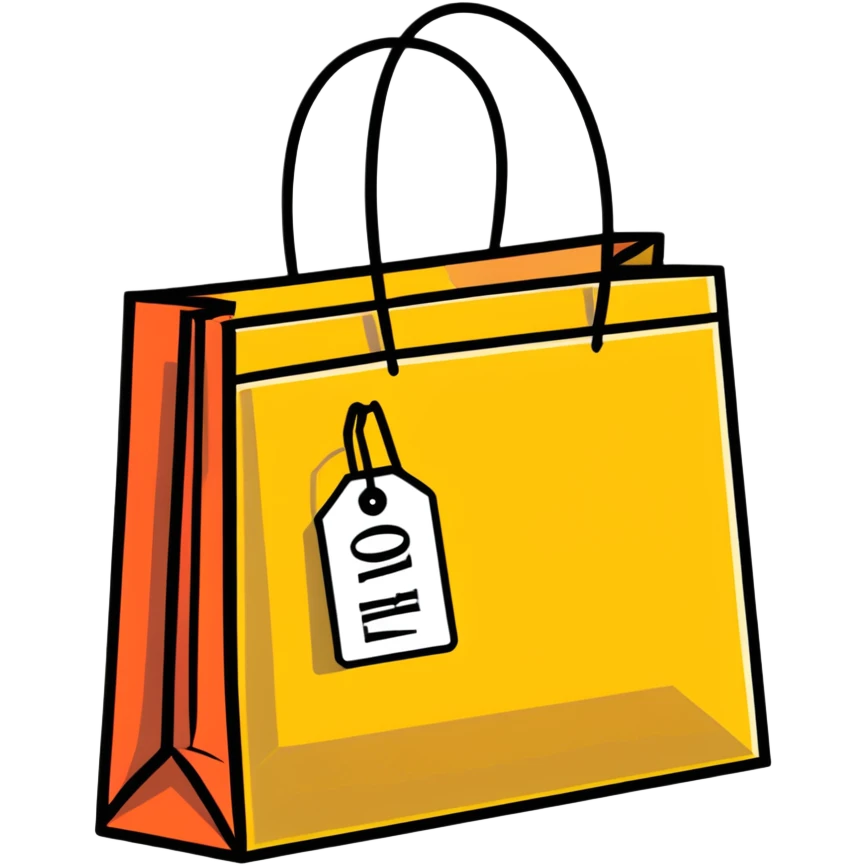 shopping bags with sale tag emoji