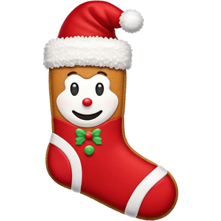 gingerbread cookie in red chrismast sock shape emoji