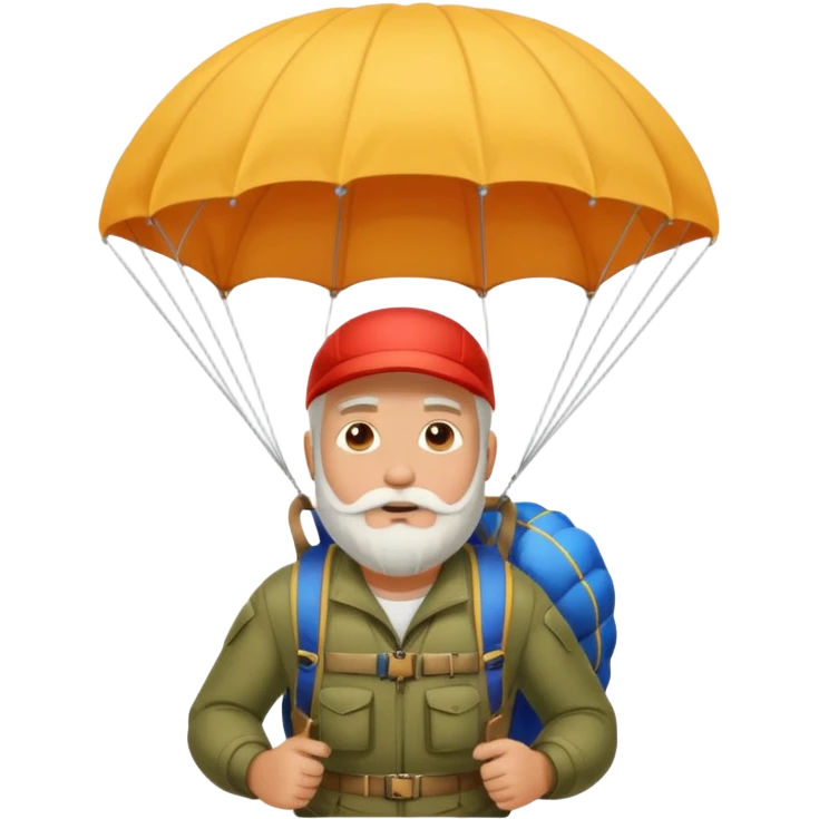 Man with a white beard in a parachute emoji