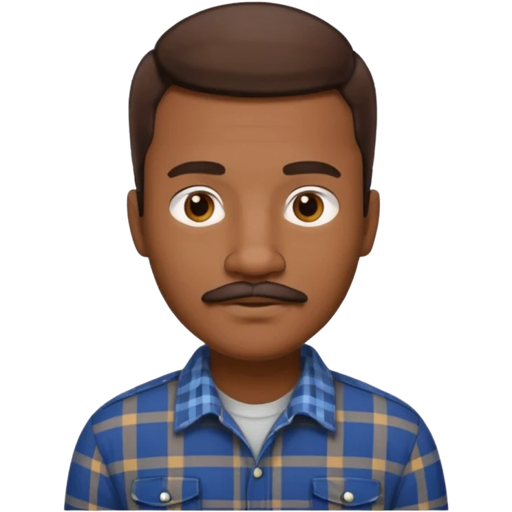 Black man with short brown hair, mustache, wearing a plaid shirt, sophisticated style, software engineer emoji