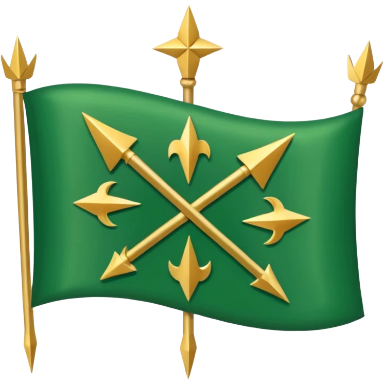 The Circassian flag (or the Flag of Adygea) is the national flag of the Circassians. It has a green background with twelve gold stars forming an arc that looks like a bow. There are three crossed arrows in the center. emoji