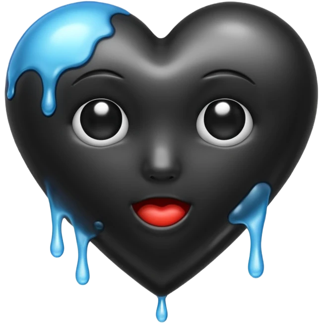 Black heart melting reastic emoji