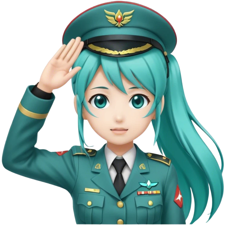 Hatsune miku doing soldier salute emoji