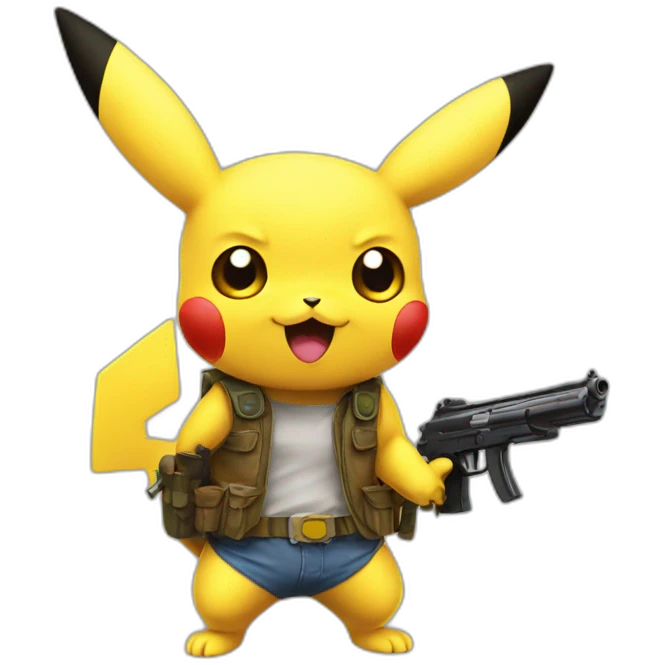 Pikachu with guns emoji
