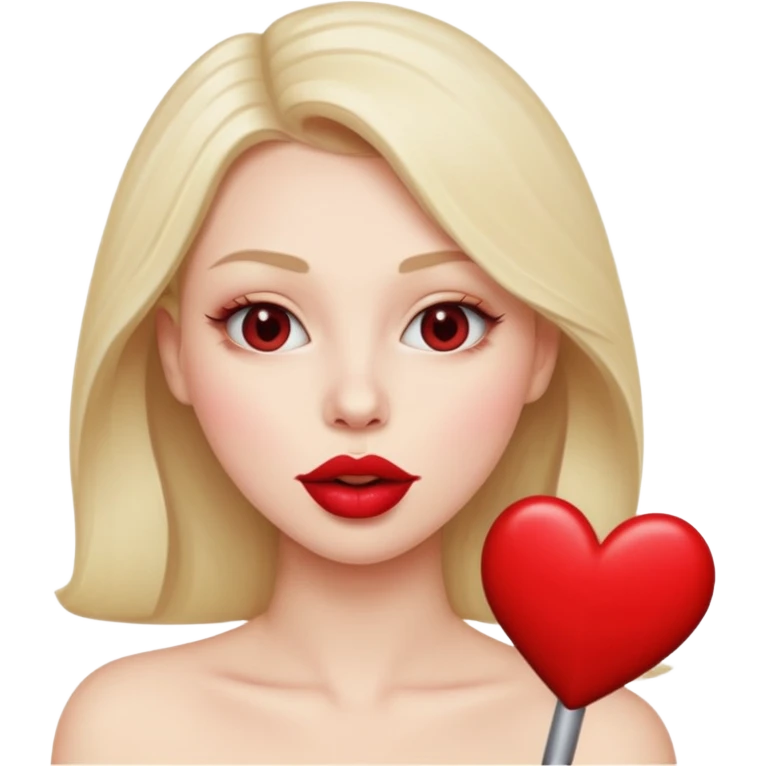 Heart lip biting emoji