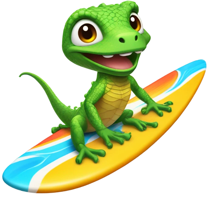 Lizard surfing emoji