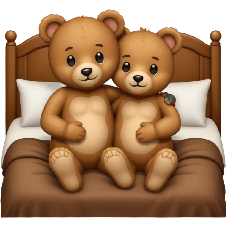 Teddy bear couple in the bed hug  emoji