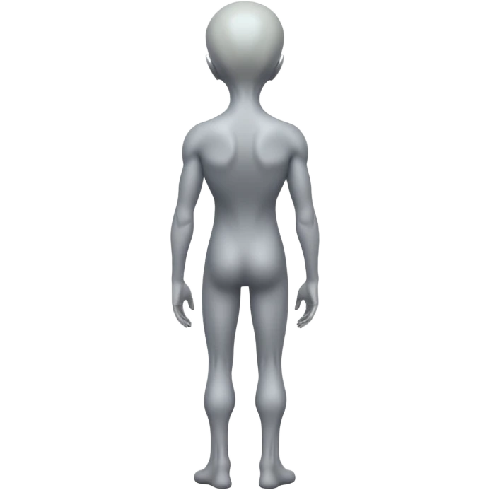 fullbody gray alien looking behind, rear backview emoji