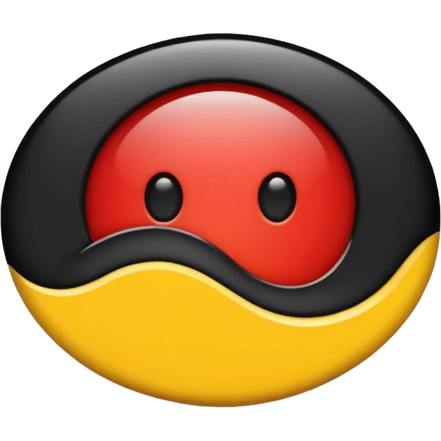 A wavy black and red rectangle with a medium sized yellow circle in the middle emoji