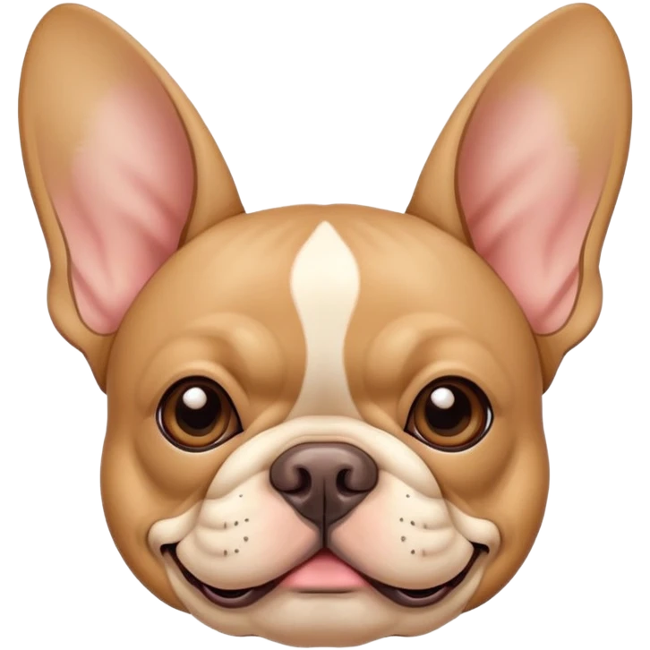 tan french bulldog head with distinctive bat ears and flat nose emoji