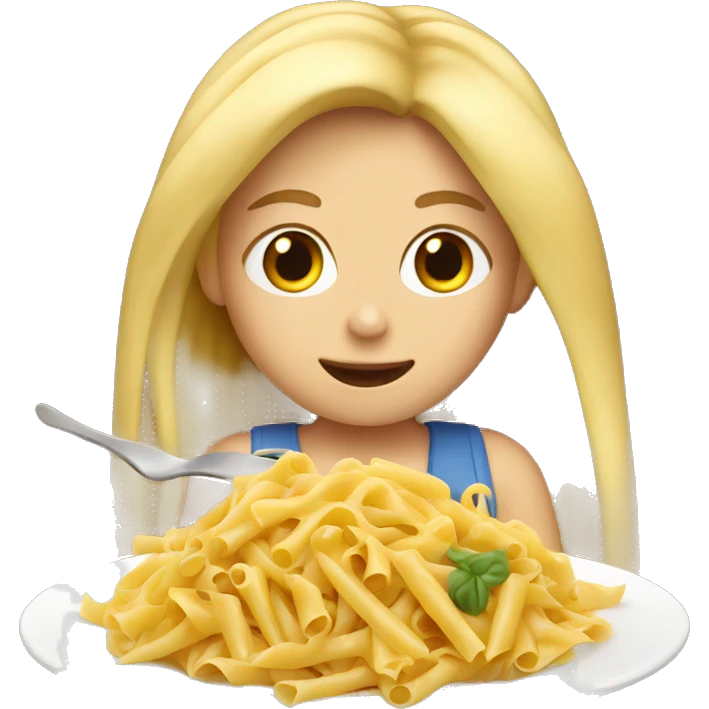 A blond girl eating pasta  emoji