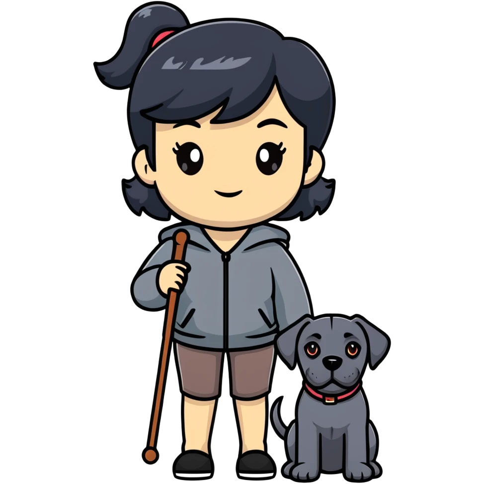 Elegant woman with black hair posing with Cane Corso dog emoji